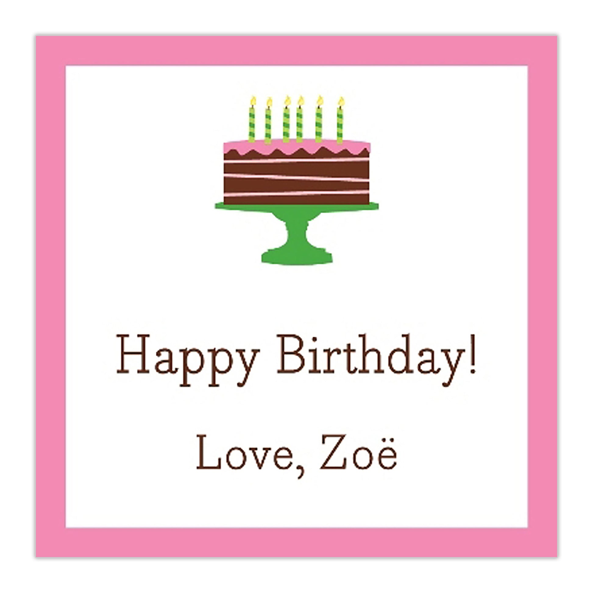 Birthday Cake Pink Square Sticker