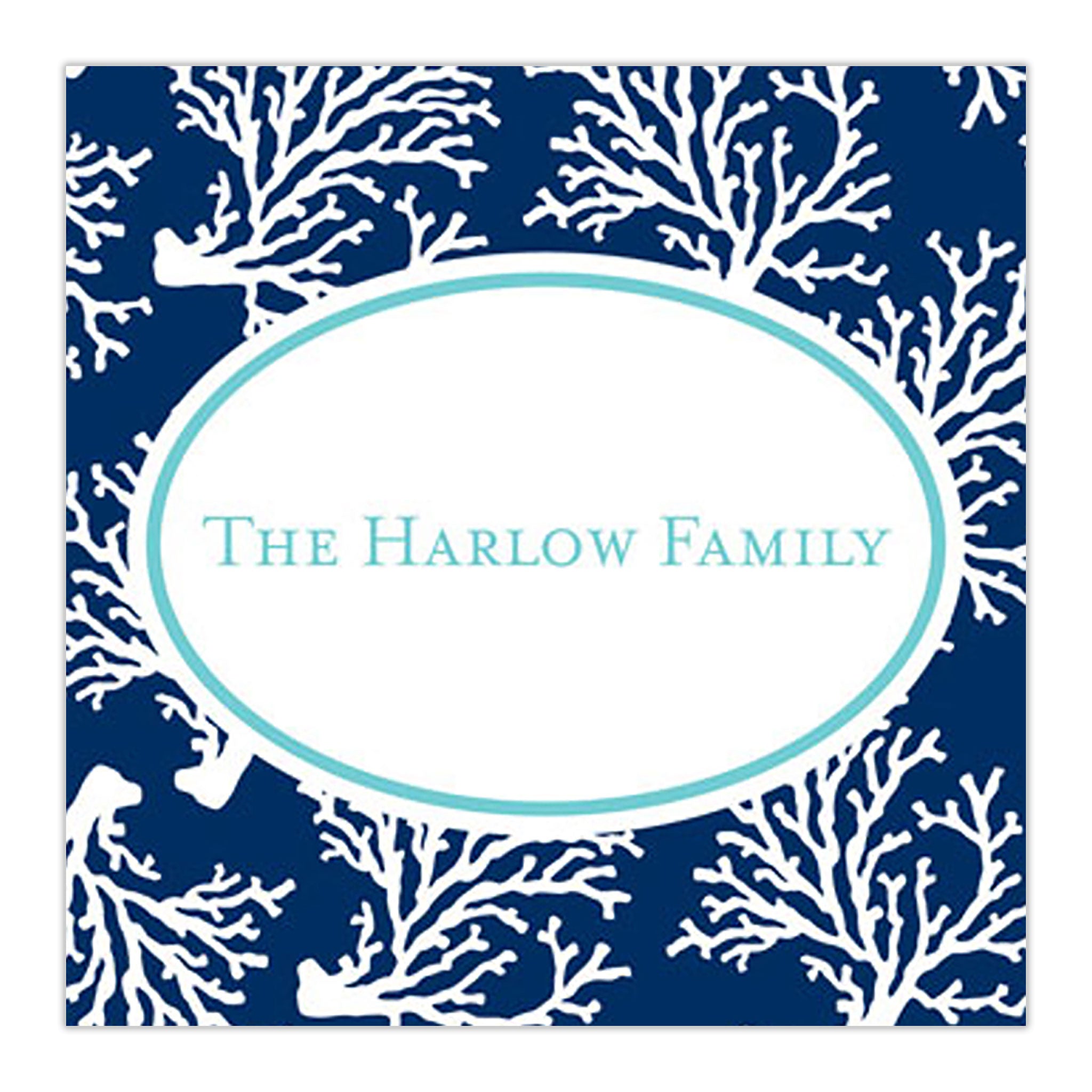 Coral Repeat Navy Square Sticker