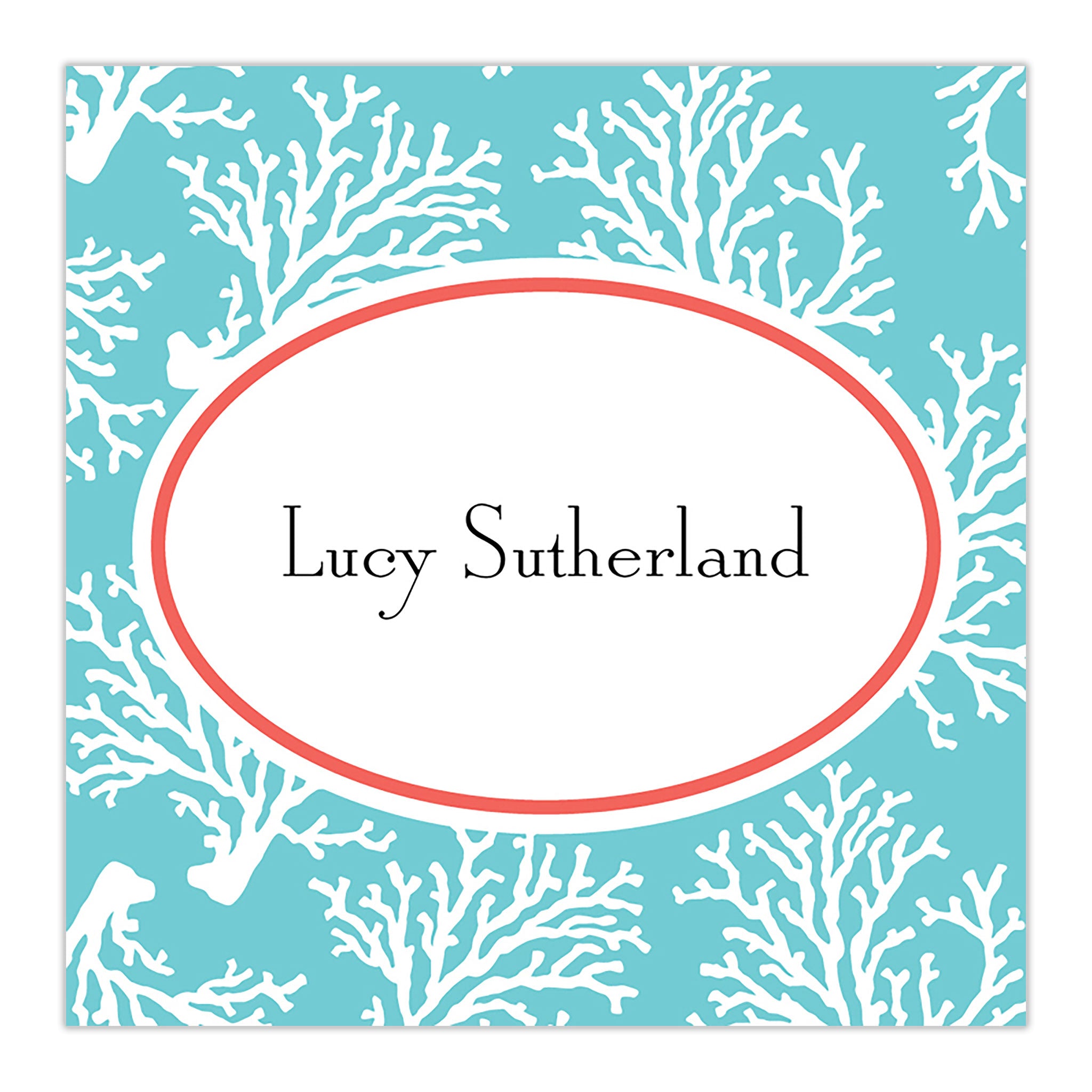 Coral Repeat Teal Square Sticker