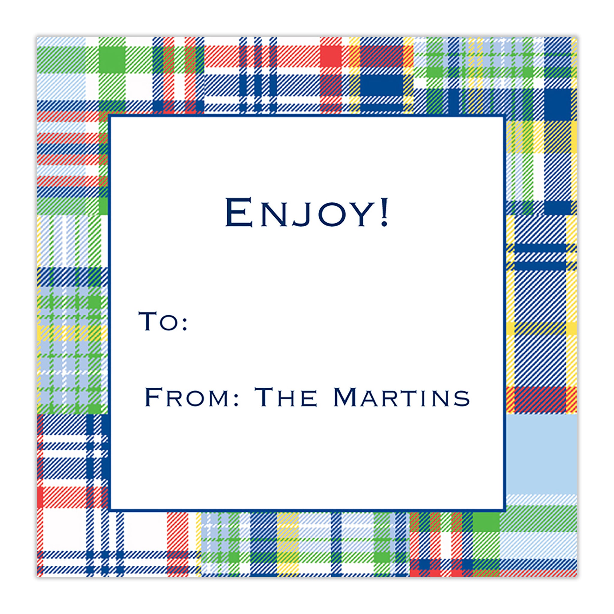 Madras Patch Blue Square Sticker