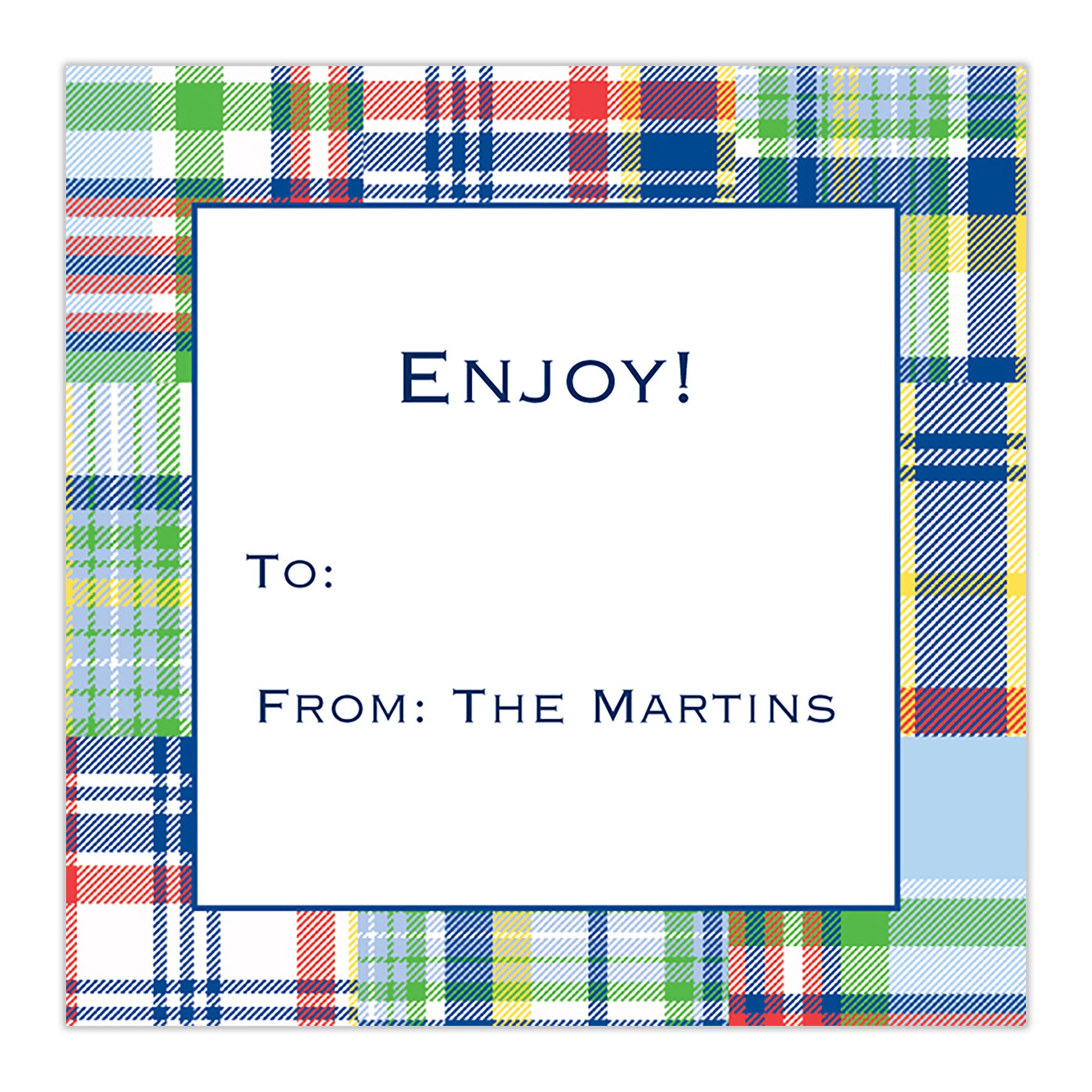 Madras Patch Blue Square Sticker