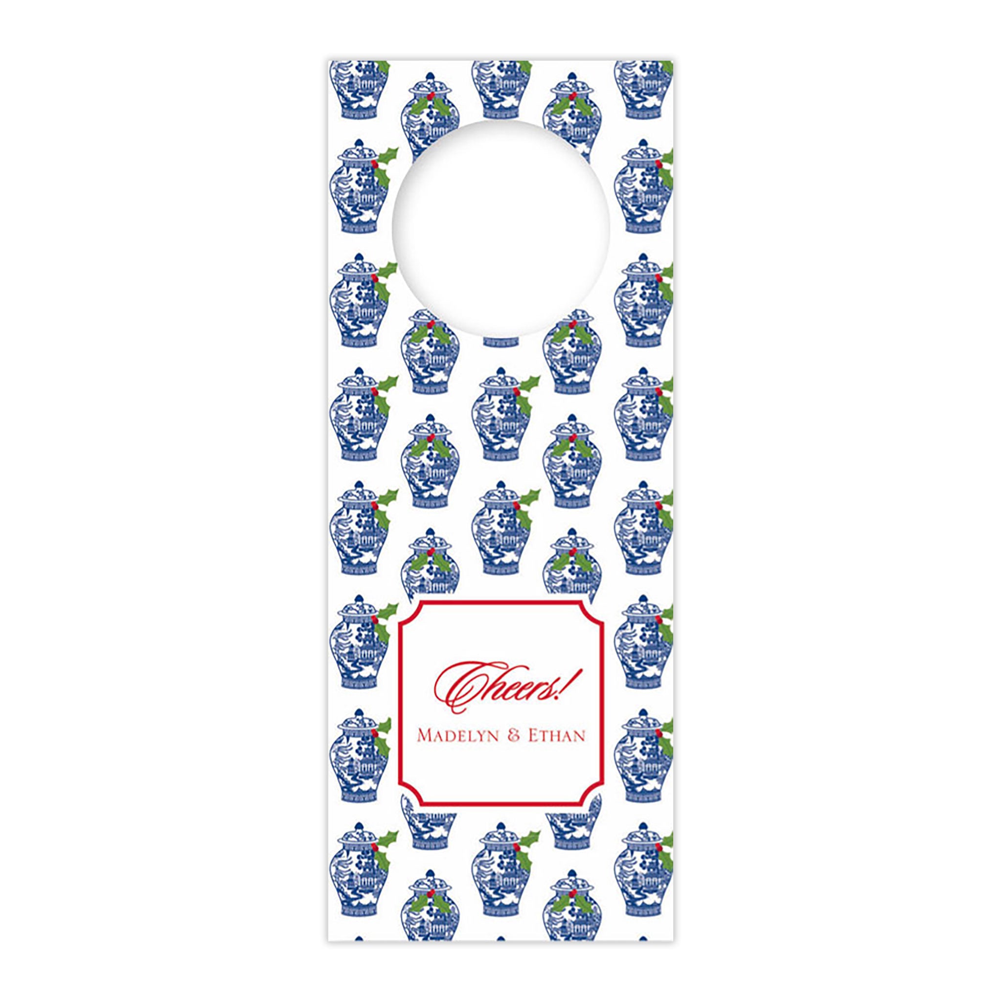 Ginger Jars with Holly Wine Tag